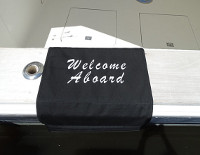 Retailer Sunbrella Welcome Aboard Boat Mat, Canvas Welcome Mat, Non Skid Canvas Boat Mat, Boat Mat, Sunbrella Canvas Welcome Aboard Dock Mat